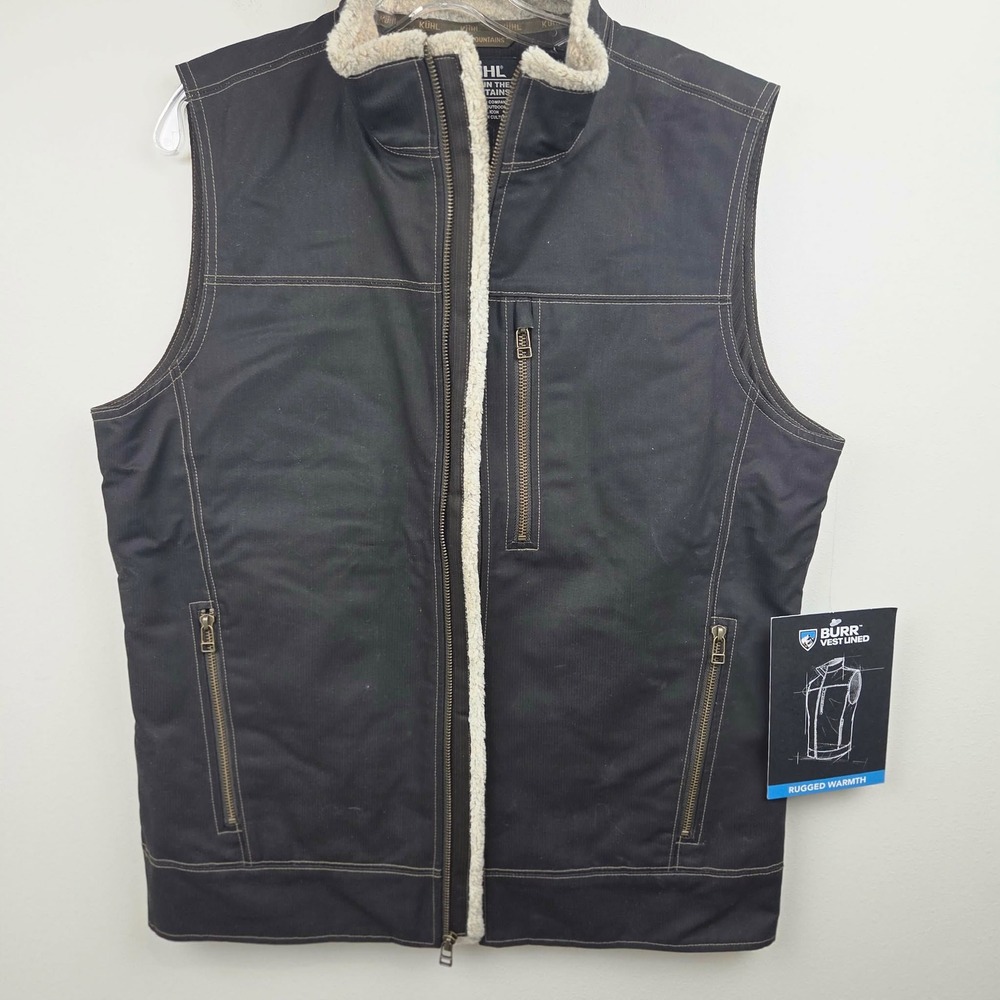 Kuhl Burr Vest Lined Espresso Rugged Warmth 1057 Patina Dye Mens Size Medium NWT